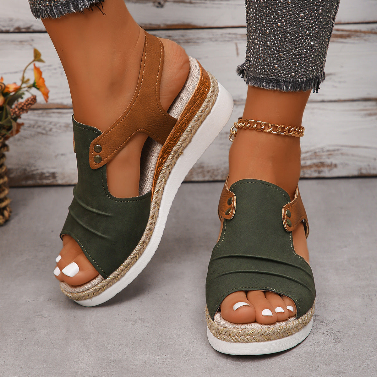 Sandales Compensées Femme Été Chic