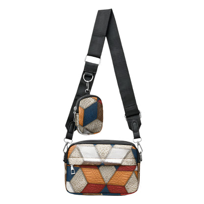 Sac carré rétro couture contrastée