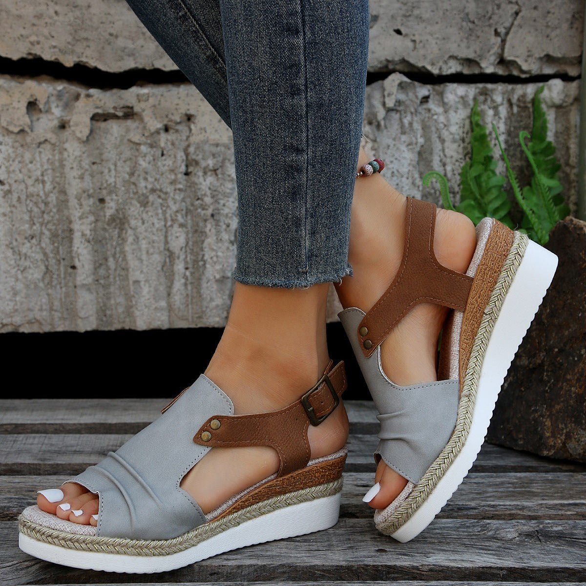Sandales Compensées Femme Été Chic