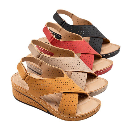 Sandales d’été femme en wedges Velcro