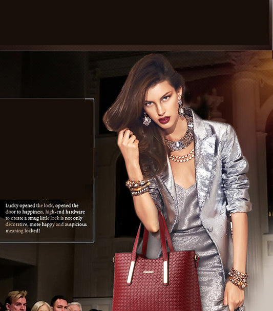 Sac croisé PU tressé multi‑couleurs chic